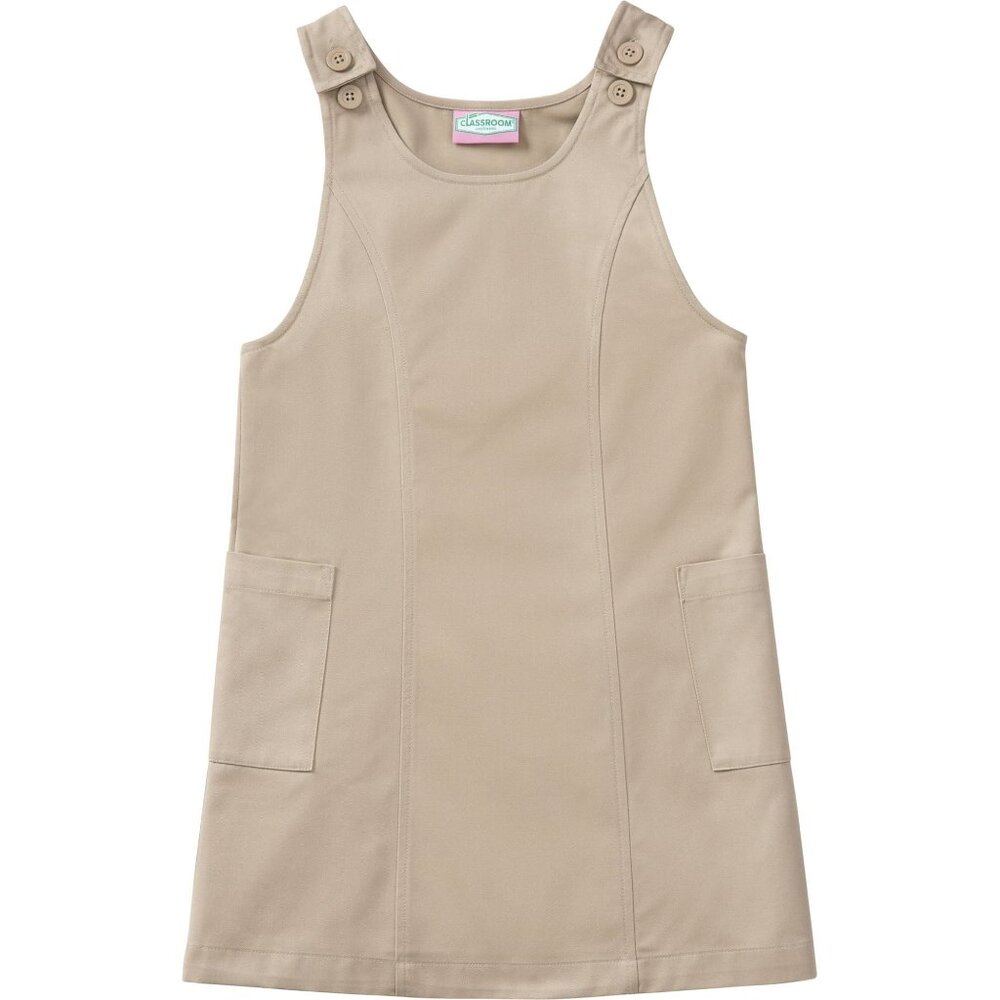Classroom 54980 Preschool Girls Princess Seam Jumper Khaki